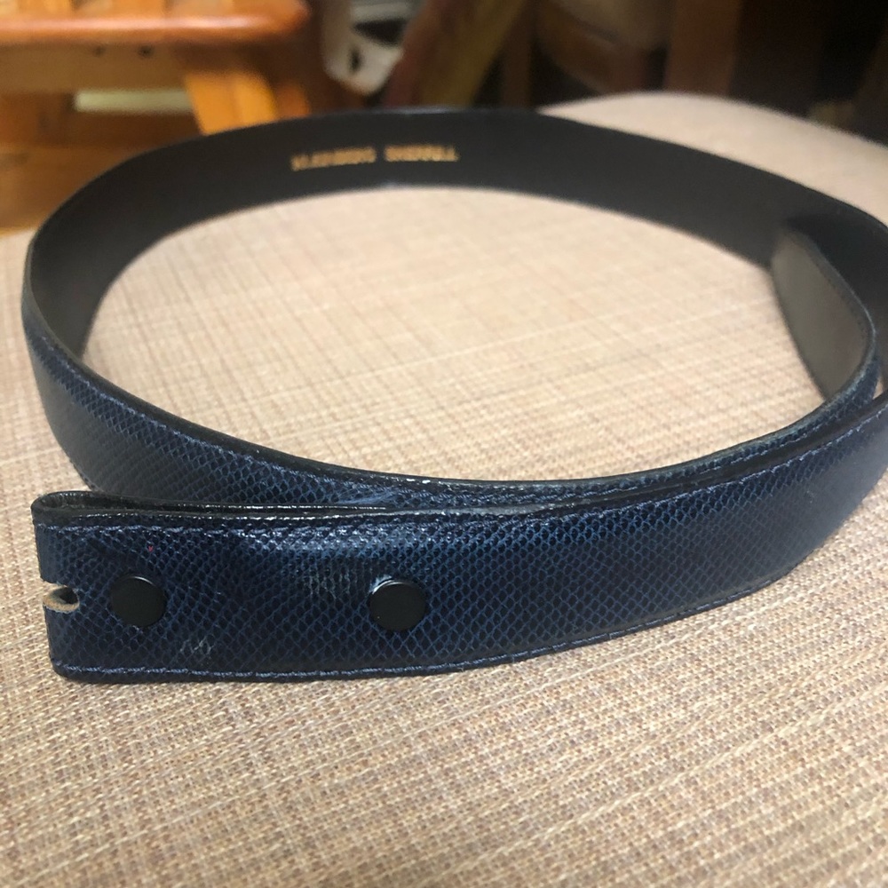 Dark blue lizard belt strap by Kleinberg Sherrill